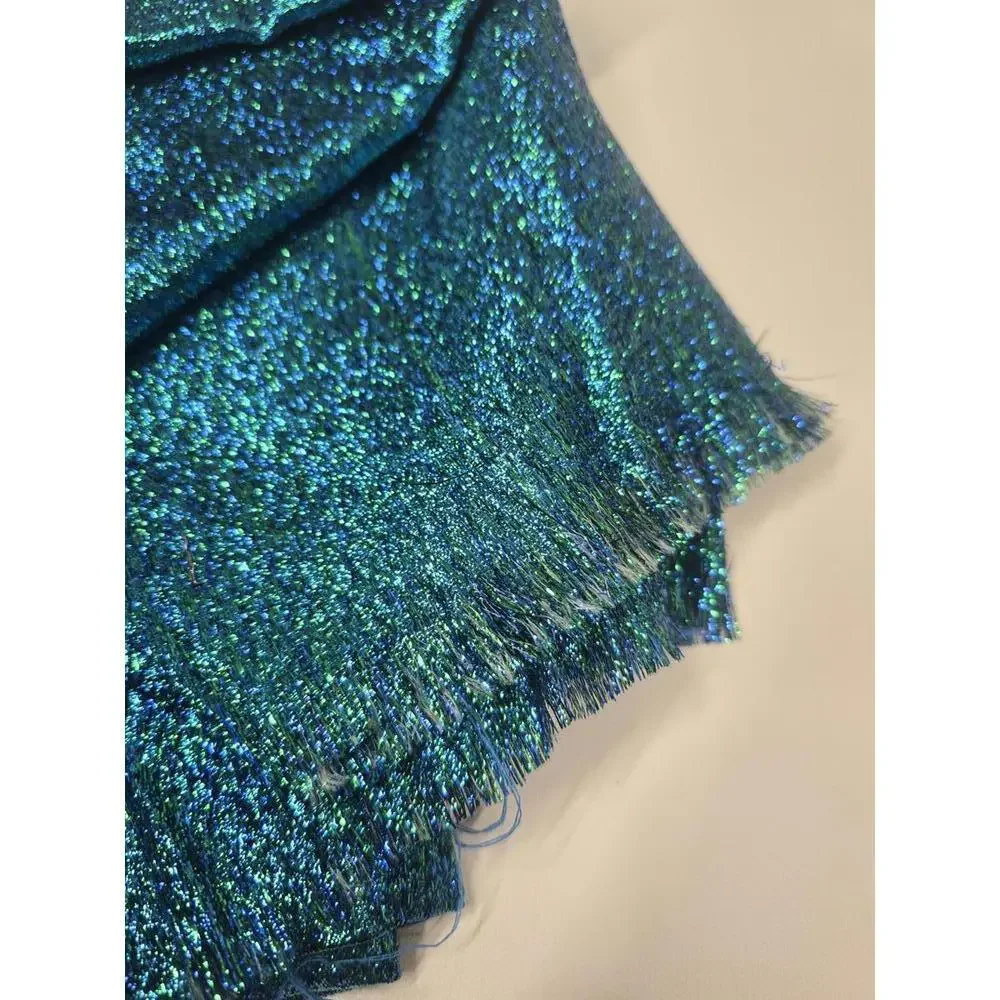Vintage Shimmery Teal Fabric‎ with Blue Accents - Amazing!